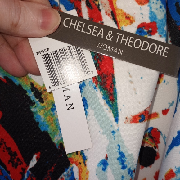 NWT Chelsea & Theodore Vivid Colors Abstract Scuba Skirt 3X - Picture 6 of 10